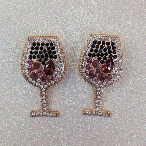 Jewelry - Rhinestone crystal bling wine stud earrings